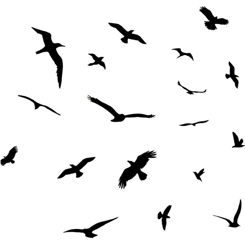VWAQ Bird Stickers Wall Decals Sticker Decorative Nature Flying Black Birds Flock Wall DÃ©cor Nursery Mirror Peel and Stick Removable - Image 1